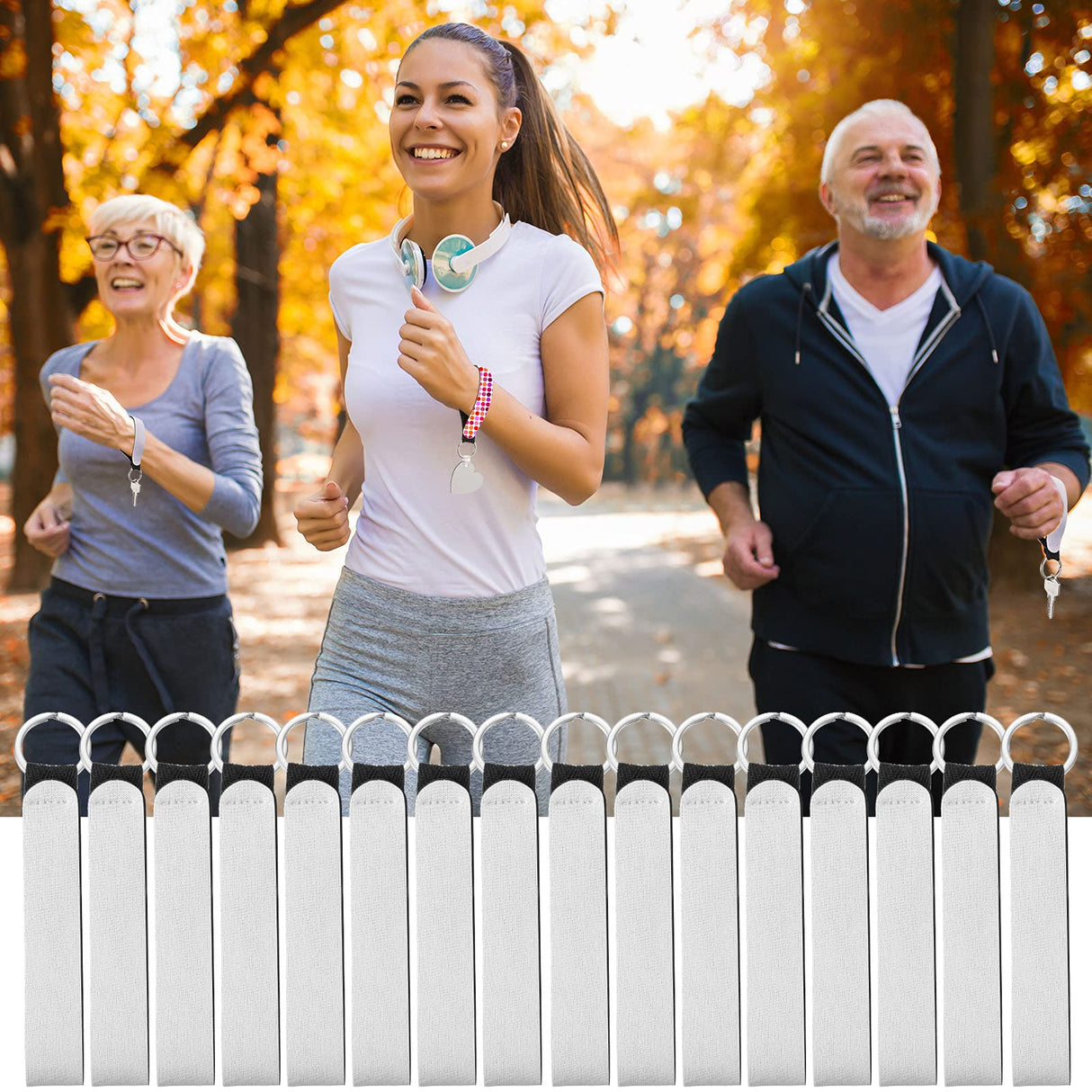 Sublimation Wristlet Keychain Black Neoprene Wristlet Strap Sublimation Wrist Lanyard Keychain Holder for DIY Crafts Girls (30 Pieces) Outus