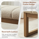 Zihanhome 52.7" Bedroom Bench for End of Bed, Modern Upholstered Teddy Fabric Entryway Bench & Dining Bench, Footrest Stool Bench with Solid Wood Frame for Bedroom, Living Room (Camel) Zihanhome