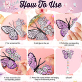 Tradder 6 Pcs Spring Butterfly Diamond Painting Wind Chimes Diamond Painting Suncatcher Art Kit Double Sided Butterfly Ornaments 5d Rhinestone for Spring Home Garden Tradder