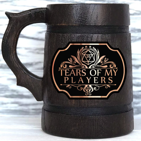 Tears of My Players Mug for Dungeons and Dragons Party Gifts for dnd Lovers DM Wooden Beer Mug 17oz Dungeon Master D&D Gift Beer Stein Anniversary Christmas Birthday Gifts For Him Beer Tankard K664 WoodArtSupply