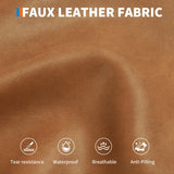 Faux Leather 4-Seater Sectional Sofa, 115” Brown PU Compact Couch with Storage Console, Charging Station & Cup Holders, Deep Seat Couch for Family Rooms, Apartments & Small Spaces SunnyFurn