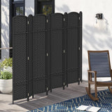 Room Divider 8 Panel Screen 5.6 Ft Tall Partition Room Dividers Black Privacy Screens Folding Room Separation Free Standing Waterproof Wood Frame Wall Divider FDW