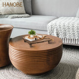 Hanobe Wooden Riser Decorative Tray: Farmhouse Wood Pedestal Display Stand Rustic Brown Tray Riser Centerpiece for Coffee Bar Kitchen Dining Room Home Table Decor, Short & Tall Footed Hanobe