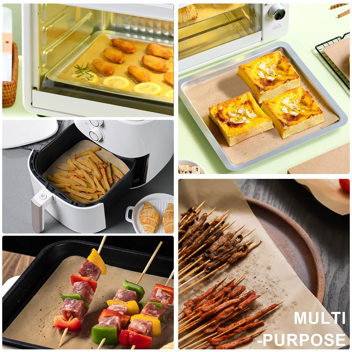 Air Fryer Liners Disposable Parchment Paper Sheets, 8 Inch Unbleached Baking Paper Liner for Grilling, Wrapping, Steamer, Microwave, Oven(100 Count) Numola