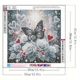 5D Diamond Painting Kits for Adults, Butterfly Diamond Art Kits for Adults Beginner, Rose Flower DIY Full Drill Diamond Dot Gem Painting for Home Wall Decor 13.8 x 13.8 inch GEMFAMILY