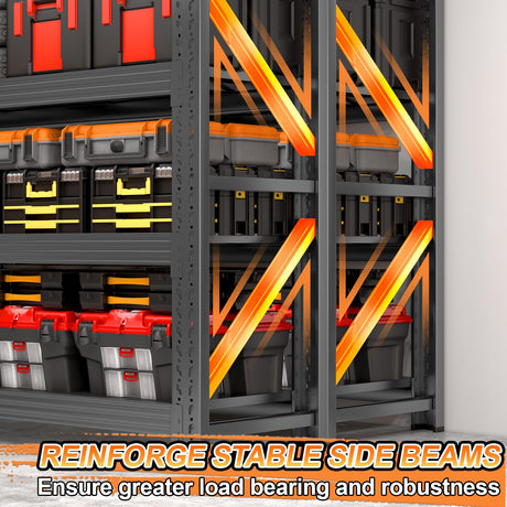 71" W Heavy Duty Garage Shelving, 6000LBS Garage Storage Shelves Industrial Shelving Unit, 5 Tier Adjustable Metal Shelving for Basement, Shop, Warehouse, 71" W x 24" D x 71" H Umeiga