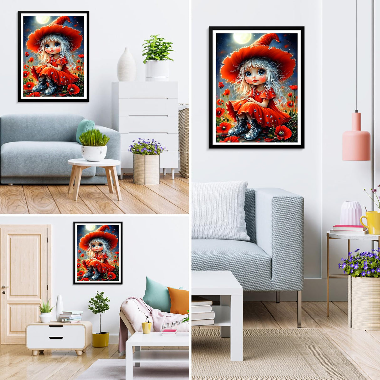 MXJSUA DIY 5D Diamond Painting Kits for Adults, Flower Fairy Diamond Art Painting Full Drill Crystal Rhinestone Embroidery Craft Kits for Home Wall Decor Gifts, 12x16inch MXJSUA