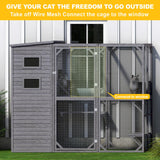 Mxsunh Large Catio Outdoor Cat Enclosure,Weatherproof Outdoor Cat House for Mulitiple Cats Play with 4 Platforms,5 Windows,Sunshine Roof,for Patio,77" L x 33.5" W x 70" H(Grey) MXSUNH