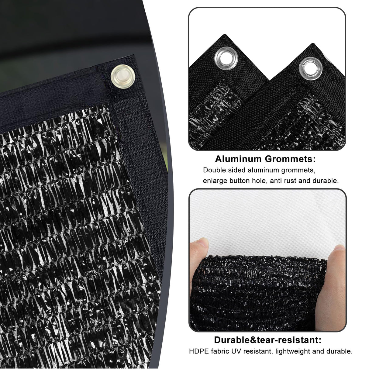 SUNNY GUARD 70% Shade Cloth, 20x20ft Mesh Tarp with Grommets, Shade Tarp for Garden, Plant, Canopy, Patio, Greenhouse, Pergola,Black SUNNY GUARD