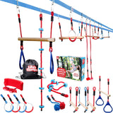 Double Ninja Slackline Obstacle Course for Kids | 110 Foot Line | Monkey Bars Playground Equipment | Ninja Warrior Obstacle Course for Kids | Patented Double Line Design (Deluxe) Lily's Things