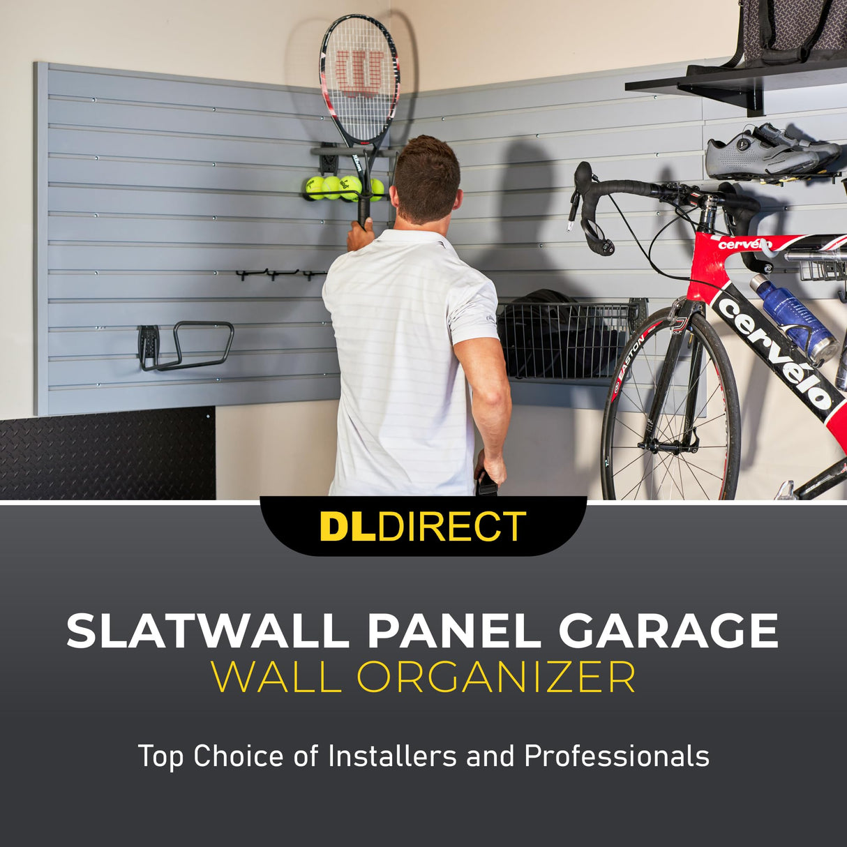 DLDIRECT 36" X 48" - Grey Slatwall Panel Garage Organizer: Heavy Duty Wall Mounted PVC Rack, Interlocking Slat Paneling for Garage Storage, Slotwall Board, Shelves System DLDIRECT