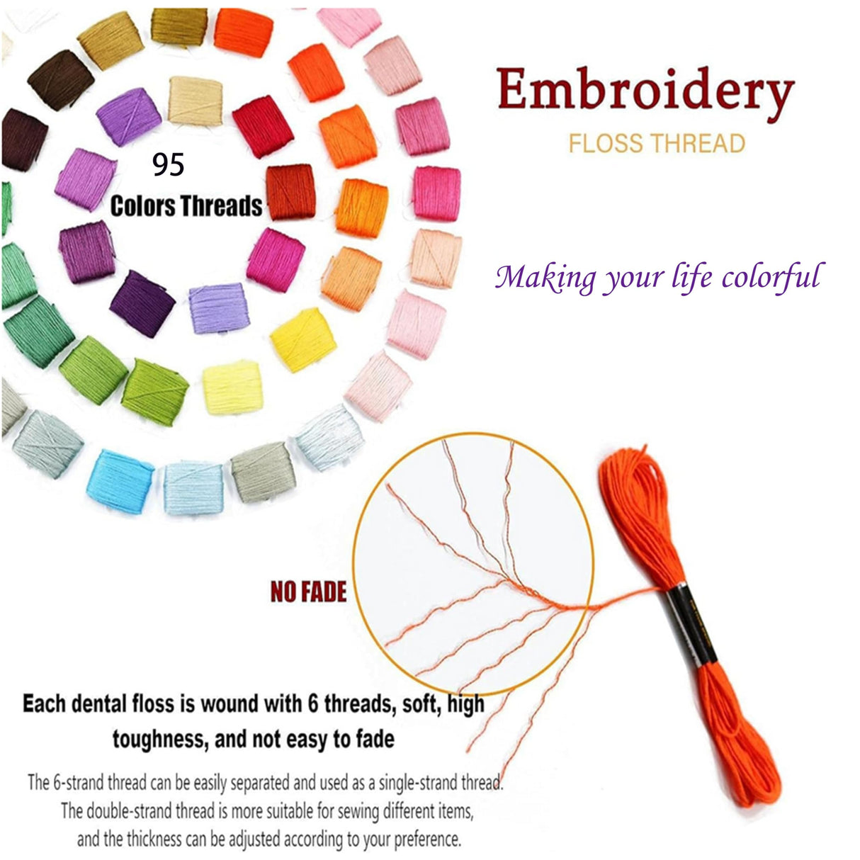 XMZCOLA Embroidery kit for Beginners Adults,1200 Pcs + Friendship Bracelet String Kits with Storage Box,95 Colors Embroidery Thread and 1000 Crafts Beads,Embroidery Floss and Accessories XMZCOLA