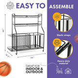HOME IT Garage Sports Equipment Organizer - Garage Ball Storage Rack Organizer Holder with Baskets, Rolling Wheels & Breaks - Large Capacity Heavy Duty Steel Ball Storage Cart HOME IT