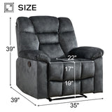 EBELLO Manual Recliner Chair for Adults with Soft Padded Headrest and Backrest, Overstuffed Single Recliner Sofa Chair for Living Room, Grey EBELLO
