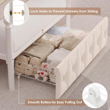 HIFIT Set of 2 Kids Twin Upholstered LED Canopy Bed Frame with Charging Station & Storage Drawer, Button Tufted Storage Headboard w/Bookshelf, Two-Use Girls Platform Bed frame w/4 Removable Post,Beige HIFIT