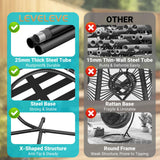 LEVELEVE Egg Chair with Stand,Patio Rattan Wicker Hanging Swing Egg Chair Hammock Chair for Bedroom Porch Garden,Thickened Aluminum Alloy Steel Frame and UV Resistant Cushion,350LBS Capacity LEVELEVE