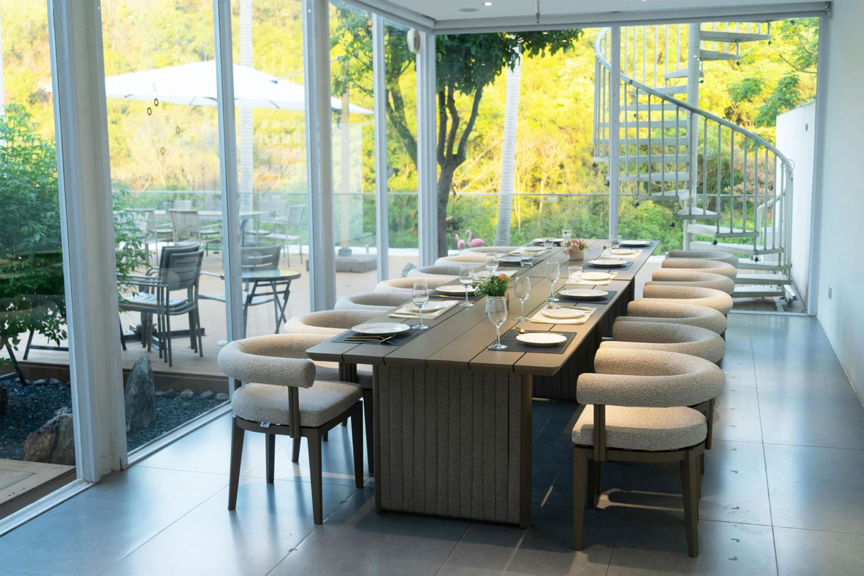 PURPLE LEAF Patio Dining Set 15 Pieces Luxury Modern Conversation Set Aluminum Large Rectangle Dining Table and Chairs with Olefin Cushion Outdoor Furniture Set for Garden Porch Deck Backyard PURPLE LEAF