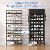 Simple Trending Tall Shoe Rack Organizer Holds 40 Pairs, 10 Tier Large Capacity Shoe Cabinet Storage with Cover for Closet, Black Simple Trending