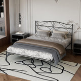 VECELO Full Size Metal Platform Bed Frame with Headboard and Footboard,Sturdy Slats Support Mattress Foundation, No Box Spring Needed,Dark Black VECELO