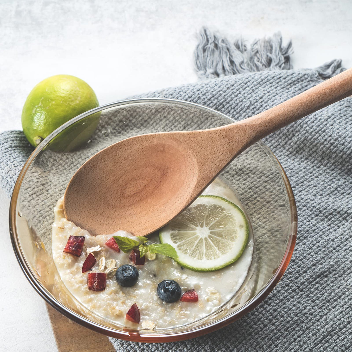 Wooden Spoons for Cooking Wooden Kitchen Utensil Set of 4 Beech Wood Non Scratch BILL.F Wooden Cooking Utensils Spatula Set Including Spoon, Turner,and Slotted Spoon with Long Handle BF BILL.F SINCE 1983