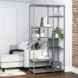 6-Tier Metal Bookcase & Room Divider, 72.83" Tall Narrow Bookshelf for Small Spaces, Open Shelf Storage Unit for Living Room, Office, Bedroom, Industrial Gray WoodArtSupply