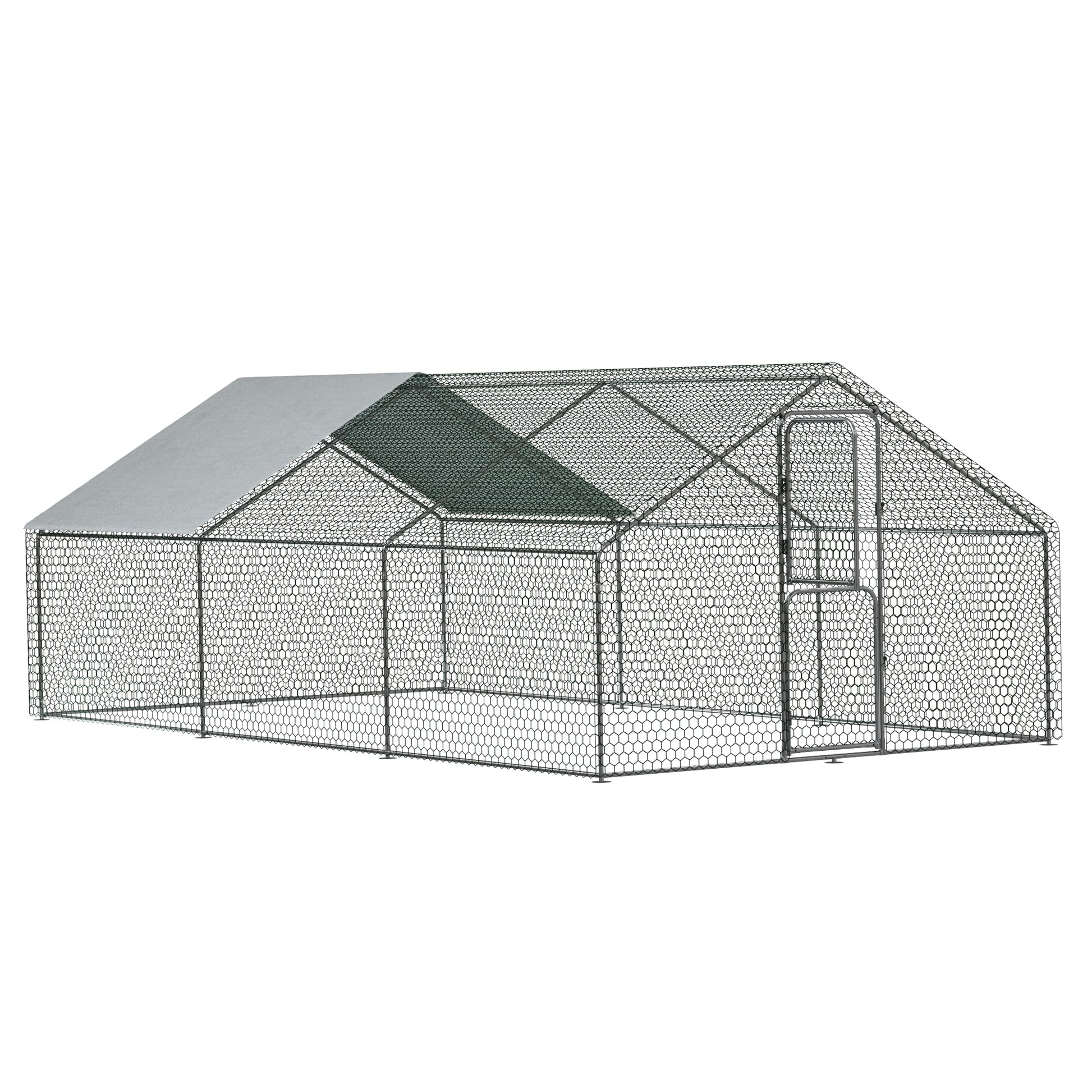 Amopatio Chicken Run, 18x10x6 FT Large Chicken Coop House, Metal Chicken Fence for Rabbits Duck - WoodArtSupply