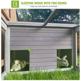 GUTINNEEN Chicken Coop Outdoor Rabbit Hutch with Run for Rabbits, Chickens, Ducks, and Guinea Pigs, 61.5" L x 40.9" W x 24.8" H GUTINNEEN