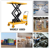 Xilin Hydraulic Lift Table Cart, Hand Lift Platform 1760 lbs Capacity 59" Lifting Manual Double Scissor Cart with 4 Wheels, for Material Handling and Transportation Xilin