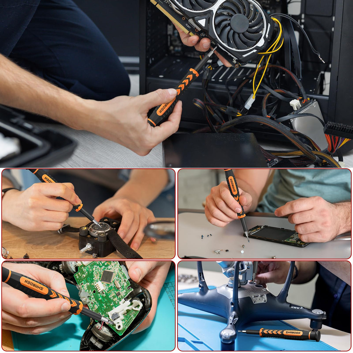 SHARDEN 58 in 1 Small Precision Screwdriver Set Magnetic Mini Screwdriver Set with Case Professional Electronic Tools Kit for iPhone, MacBook, Computer, Laptop, PC, RC, PS4, Xbox, Eyeglasses, Watch Sharden