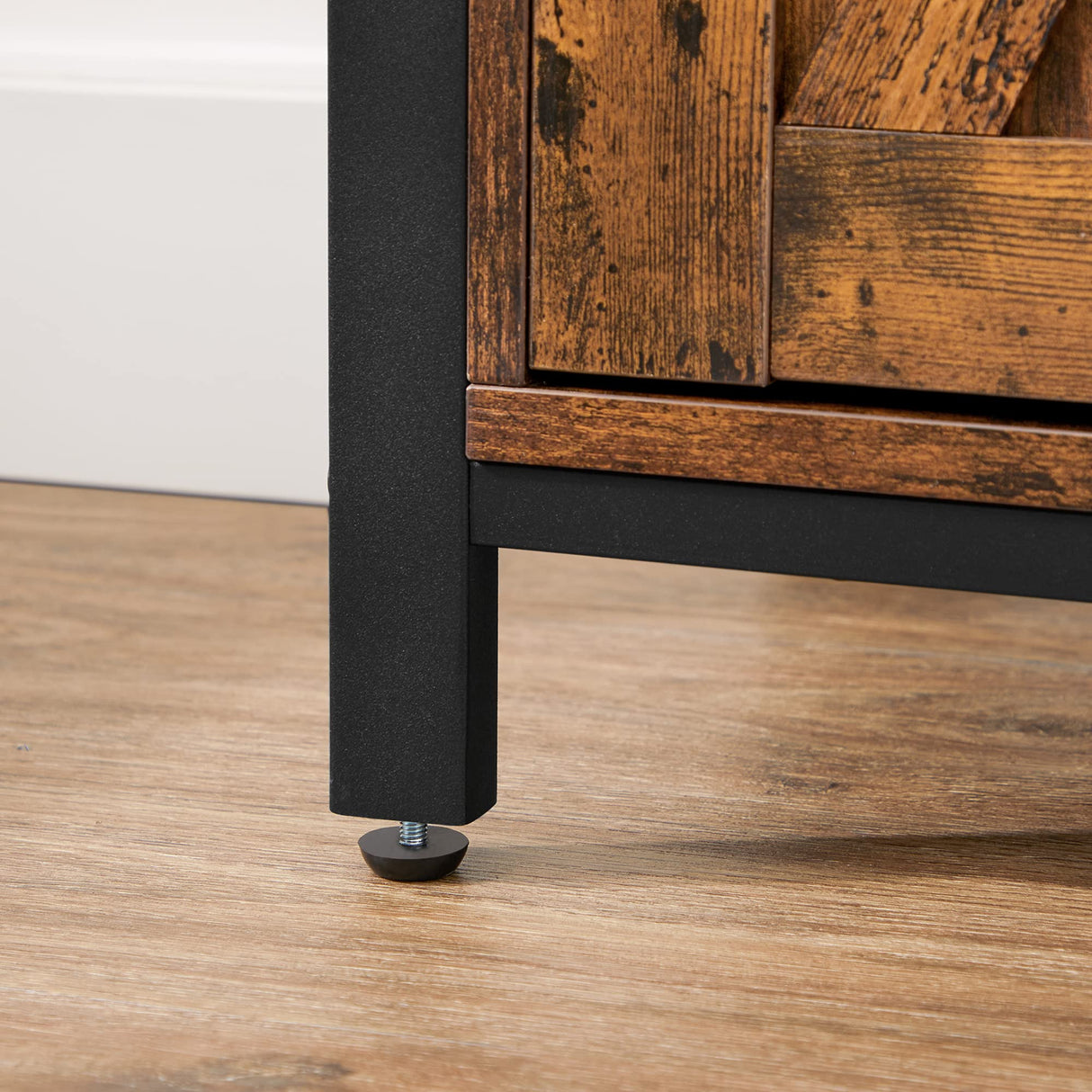 VASAGLE Buffet Cabinet, Coffee Bar Storage Cabinet, Sideboard with 1 Sliding Barn Door, Adjustable Shelves, 11.8 x 27.6 x 31.5 Inches, for Living Room, Rustic Brown and Ink Black ULSC089B01 VASAGLE