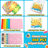 Origami Kit for Kids Ages 5-8 8-12, 260 Sheets Origami Paper with 99 Patterns and Guiding Book, Funtopia DIY Craft Art Projects Supplies for Boys Girls, Travel School Vacation Activities Toy Funtopia