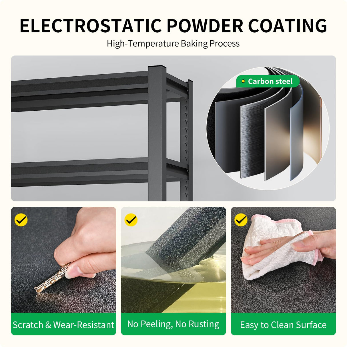 CBCNWR 72''H Garage Storage Shelves, 2500LBS Steel Heavy Duty Storage Shelves, Adjustable 5-Tier Metal Shelf Rack, Heavy Duty Shelving for Garage,Warehouse,Basement,Pantry–Black 35" W x15.7 D x72 H CBCNWR