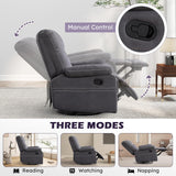 ANJ Oversized Swivel Rocker Recliner Chair for Adults, Manual Rocking Recliner Glider Recliner Nursery Chair Clearance with Decorative Stitching Soft Fabric Thick Cushion for Living Room Bedroom ANJ
