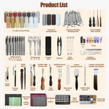 Runfider 588PCS Leather Working Tool Set, professional tools for leather craft enthusiasts beginners, contains a variety of carving, cutting, punching, sewing and stamping tools to meet all your needs runfider
