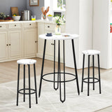 ALISH 40.5" Round Bar Table Pub Table Bar Height Table Tall Bistro Bar Dining Table with Metal Frame & White Top ALISH