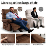 YI DANICA Extra Wide Oversized Recliner Chair – Zero Gravity Recliner Chair 350lbs Capacity with Liftable Footrest, Lumbar Pillow | Tool-Free Assembly for Living Room (Brown, Manual) YI DANICA