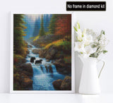 5D Diamond Painting Landscape, Paint with Diamonds DIY Diamond Art Forest Woods Streams, Diymood Painting by Number Kits Full Drill Rhinestone for Home Wall Decor 12x16inch Diymood