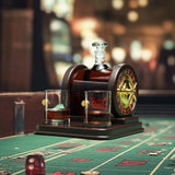 Casino Roulette Whiskey Decanter for Men, Husband, Him | 67.6 OZ Decanter With 2 x 10oz Dice Whiskey Glasses | Gold & Wood Gambling Slot Gift for Bourbon, Scotch, Liquor, Gifts For Dad, Guy, Winter The Wine Savant