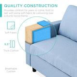 Best Choice Products Upholstered Sectional Sofa for Home, Apartment, Dorm, Bonus Room, Compact Spaces w/Chaise Lounge, 3-Seat, L-Shape Design, Reversible Ottoman Bench, 680lb Capacity - Light Blue Best Choice Products