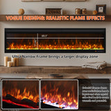 Oxhark Flame Linear Electric Fireplace 72 Inch, APP & Touch Screen & Remote Control, 13X13 Flame Color Combinations, Timer & Thermostat Fireplace Heater Oxhark Flame