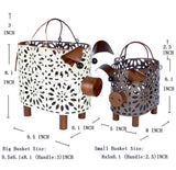 Zoreal Metal Decorative Small Baskets,Narrow Baskets with Handles for Storage,Pig Designs Farmhouse Cute Basket for Kitchen,Bathroom,Livingroom,Office Shelf Decor Aesthetic set of 2 Zoreal