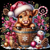 Christmas Cow Snowman Pine Cone Diamond Art Painting Kits for Adults, Diamond Painting Kits for Adults Beginners, 5D DIY Full Drill Diamond Dot Gem Art Kits for Adult, Home Wall Decor 13.8x13.8 Inch AWLNKMC