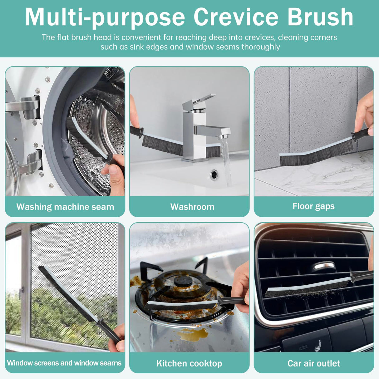 Crevice Cleaning Brush，Hard-Bristled Crevice Cleaning Brush，2024 New Multifunctional Gap Cleaning Brush Tool，Dead Corners Brushes for Bathroom Kitchen Tiles Window Door Slots，3pcs BANSTLE