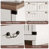 Maupvit Farmhouse 7 Drawer Dresser for Bedroom, 47" Tall Dresser Wood Chest of Drawers, Organizer Drawers for Bedroom, Living Room, Storage Room, Antique White Maupvit