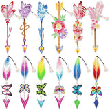 12 Pcs Diamond Painting Bookmarks,Butterflies Diamond Art Bookmarks with Crystal Pendant, Diamond Art Painting Kits for Beginners Adults DIY Art Craft Gifts Book Decors (Flowers) Bulerrylulu