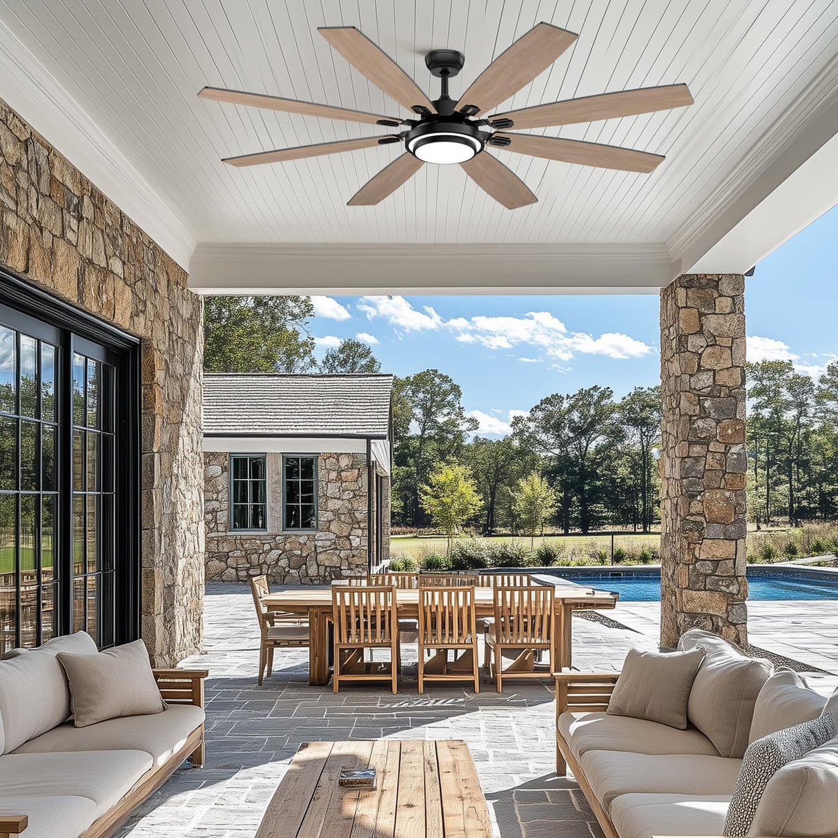 Fanbliss 72 Inch Black Large Ceiling Fans with Lights and Remote Control for Living Room, Modern Ceiling Fan with Quiet Reversible DC Motor, 3CCT, Dimmable LED for Garage, Patio, Indoor, Outdoor Fanbliss