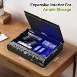 ONNAIS Large Biometric Gun Safe - Fingerprint Pistol Safe with Internal Light, Three Unlock Methods, and Emergency Power Supply, Gun Lock Box for Home, Bedside, Nightstand, and Car Use ONNAIS