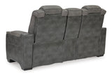 Signature Design by Ashley Next-Gen DuraPella Modern Faux Leather Power Reclining Loveseat with Console & Adjustable Headrest, Gray Signature Design by Ashley