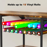 EasyCom 19.7"x46.5" Heat Press Table with 18 Vinyl Roll Holders, Adjustable Height 3 Tier Heat Transfer Machine Stand with Wheels, Foldable Crafting Table for DIY Sublimation Transfer Machine EasyCom