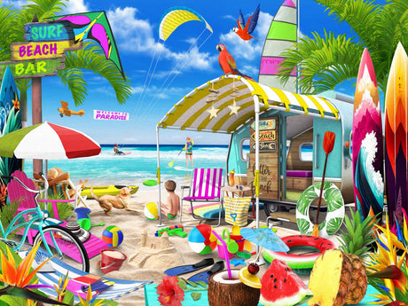 Vermont Christmas Company Beach Getaway Jigsaw Puzzle 550 Piece - Fully Interlocking and Randomly Shaped Pieces - 24" x 18" Vermont Christmas Company